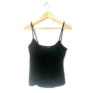 Eileen Fisher black Velvet camisole built in shelf bra